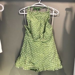 Halter top, low back romper